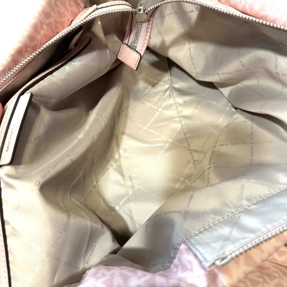 Michael Kors Georgia Large Top Zip Tote Bag Signature Print Canvas Smokey Pink - Picture 11 of 15